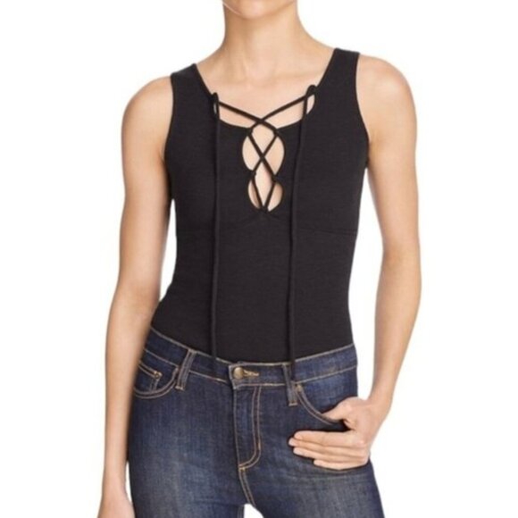 Free People Womens Emmy Lou Lace-Up Tank Top black medium - Picture 1 of 6